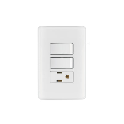 Placa armada con contacto y 2 interruptores sencillos, Basic