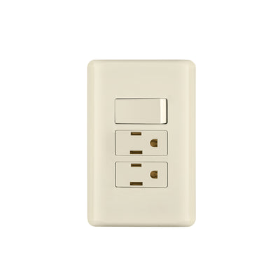 Placa armada interruptor y 2 contactos, marfil, Basic