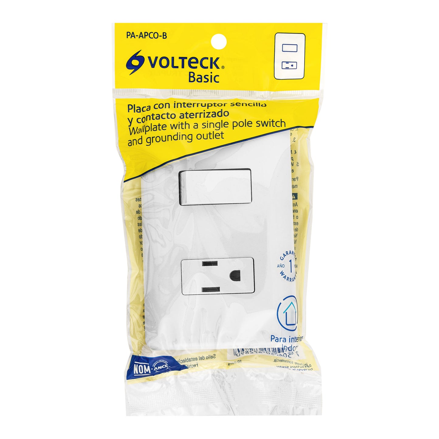 Placa armada contacto e interruptor sencillo, Volteck Basic