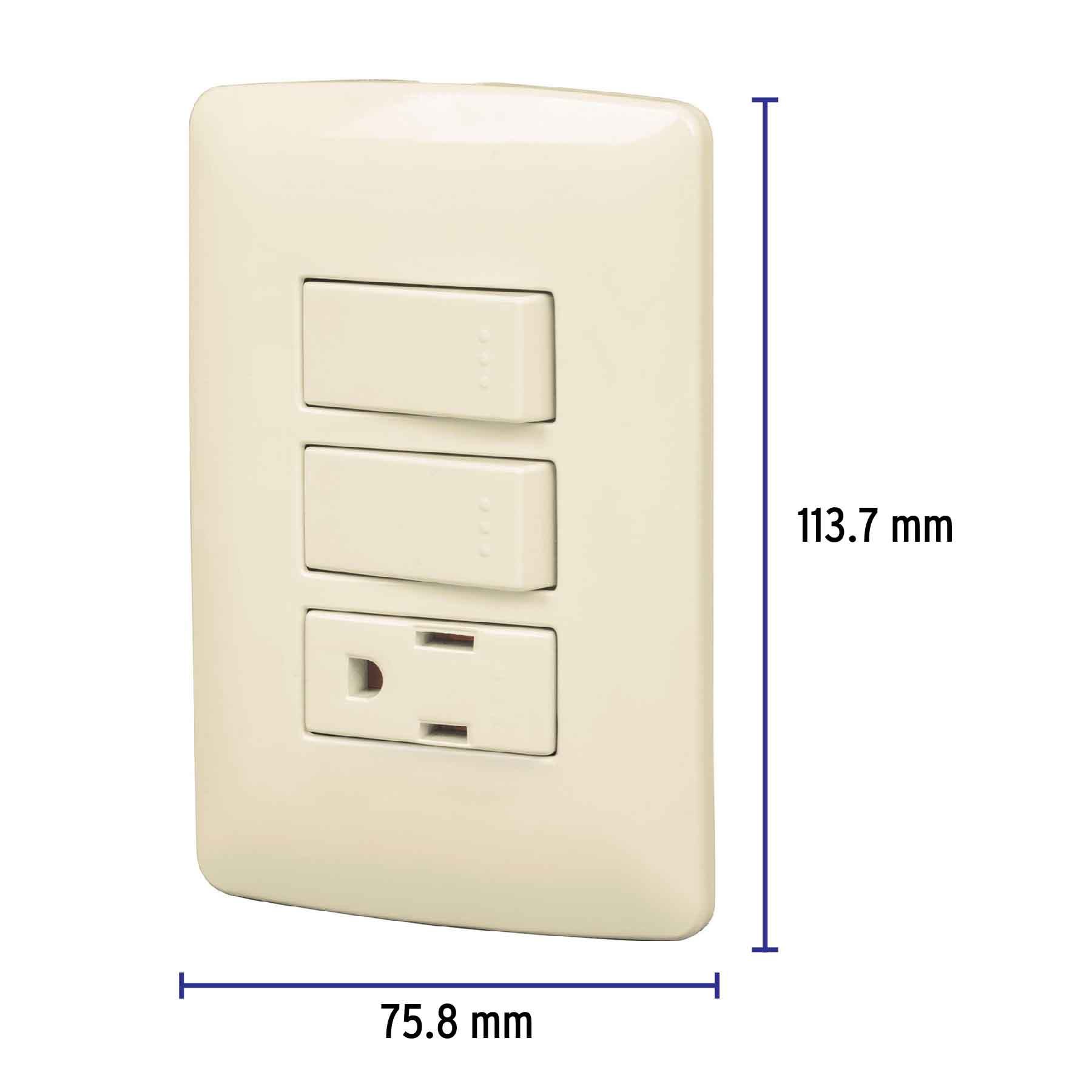 Placa armada contacto 2 interruptores,marfil, línea Italiana