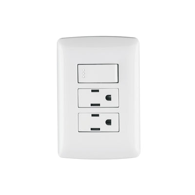 Placa armada 2 contactos e interruptor,blanco,línea Italiana