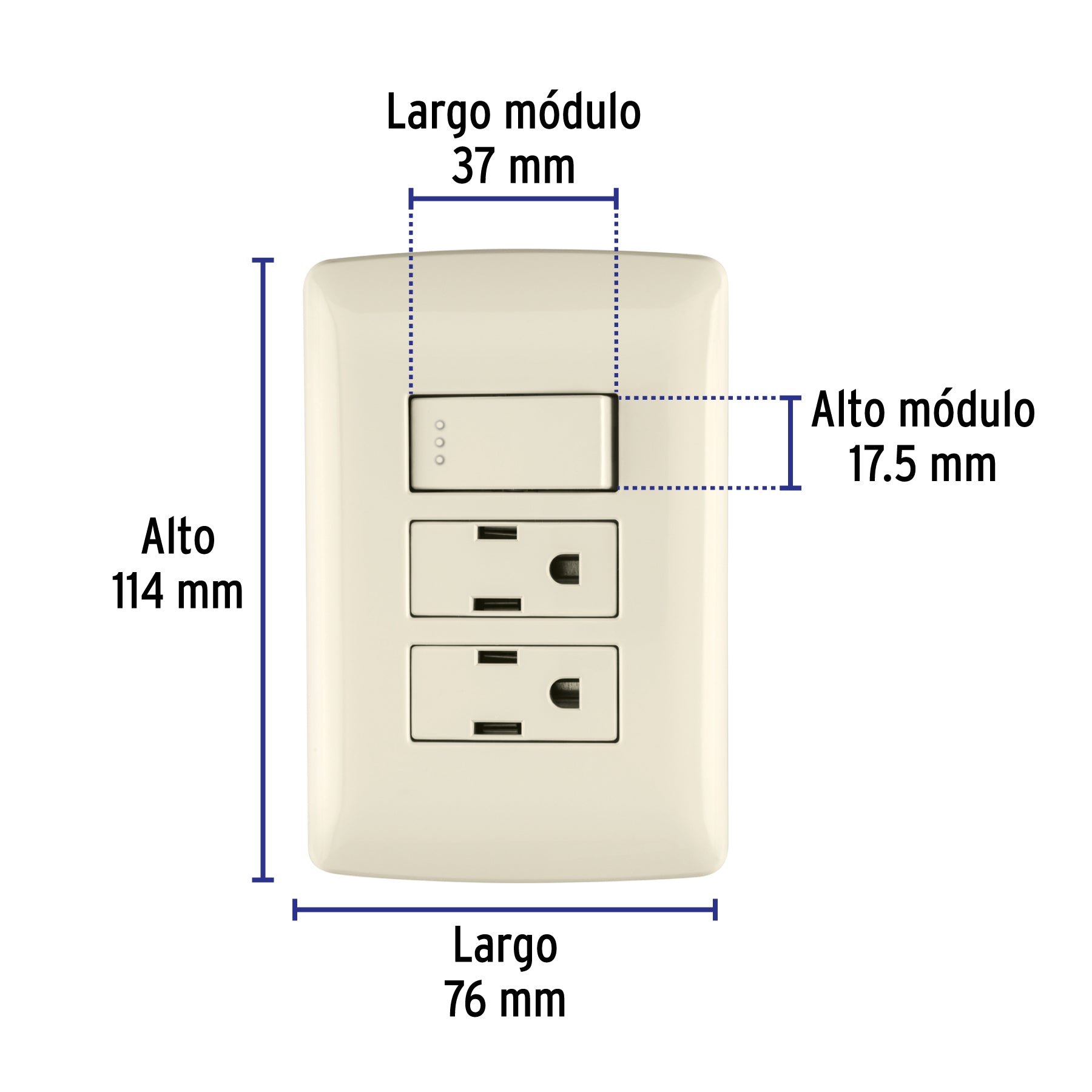 Placa armada 2 contactos e interruptor,marfil,línea Italiana