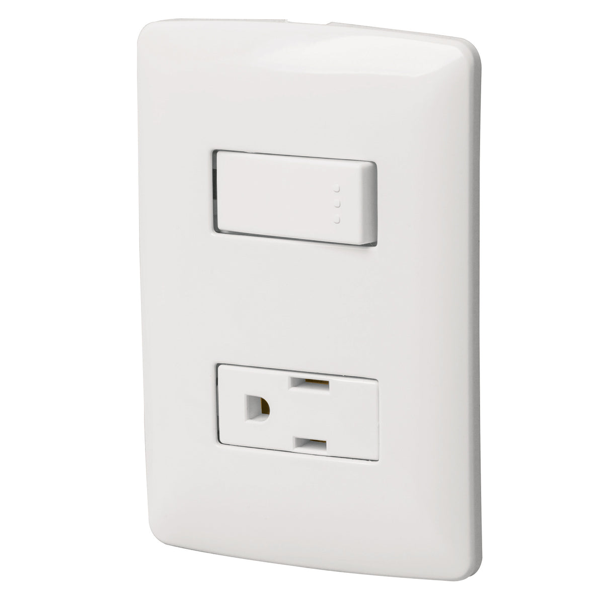 Placa armada contacto e interruptor, blanco, línea Italiana