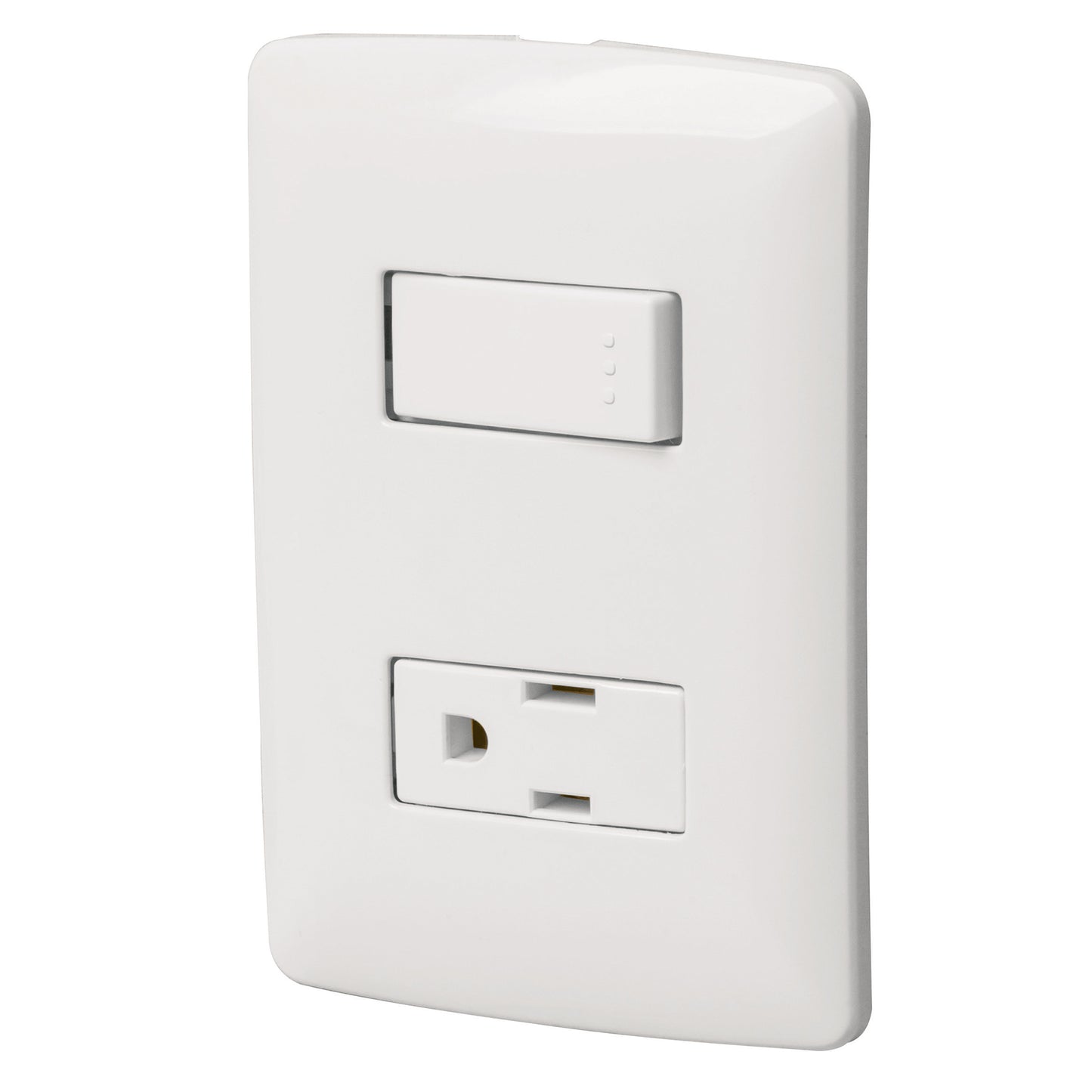 Placa armada contacto e interruptor, blanco, línea Italiana