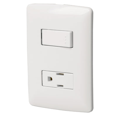 Placa armada contacto e interruptor, blanco, línea Italiana