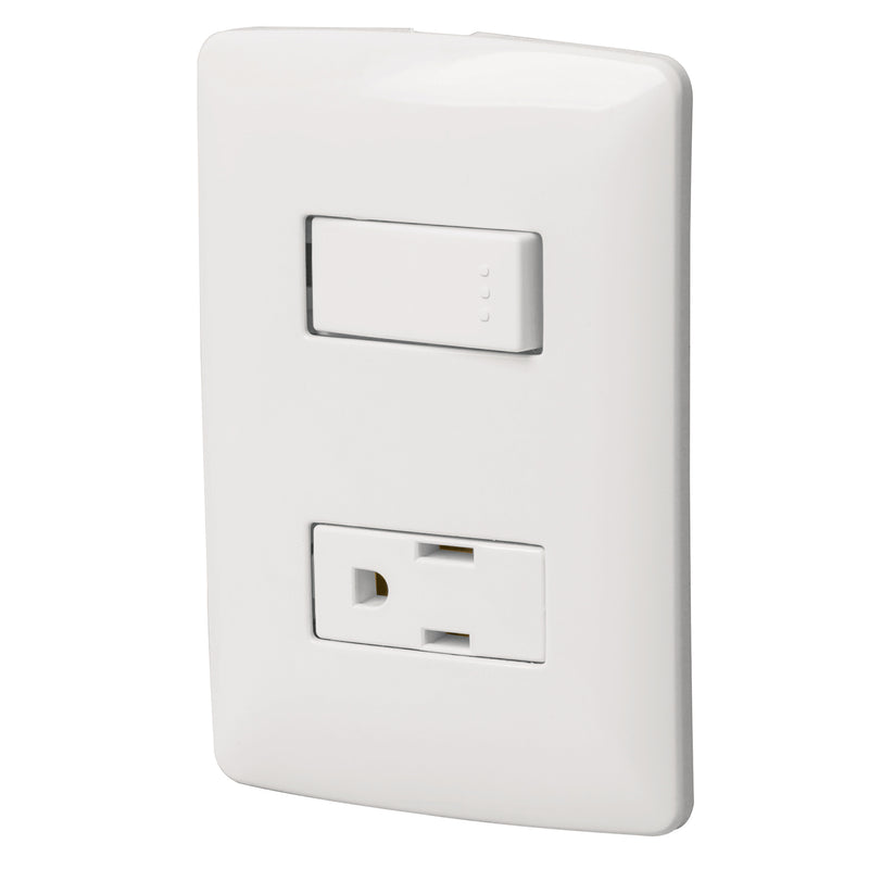 Placa armada contacto e interruptor, blanco, línea Italiana