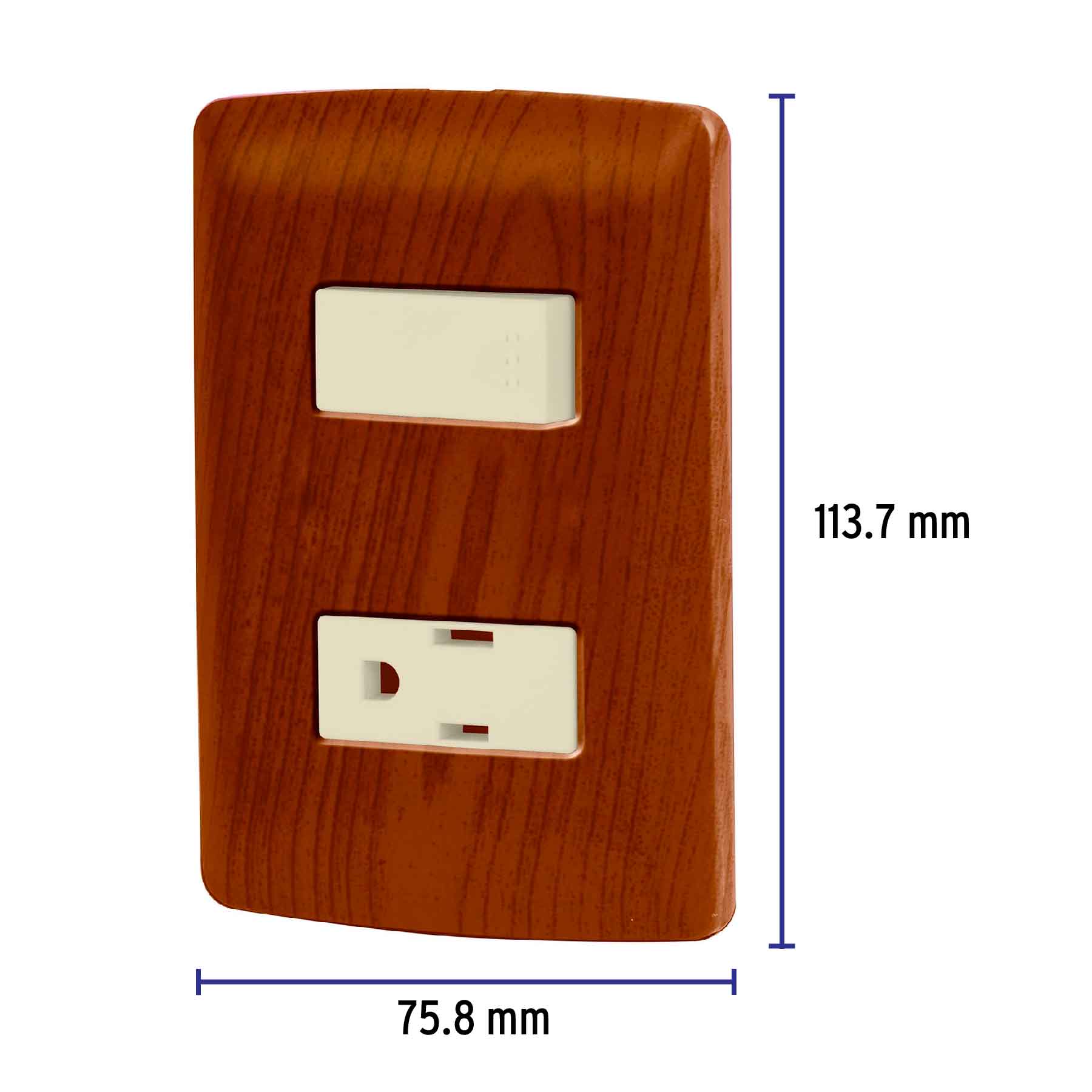 Placa armada contacto e interruptor, madera, línea Italiana