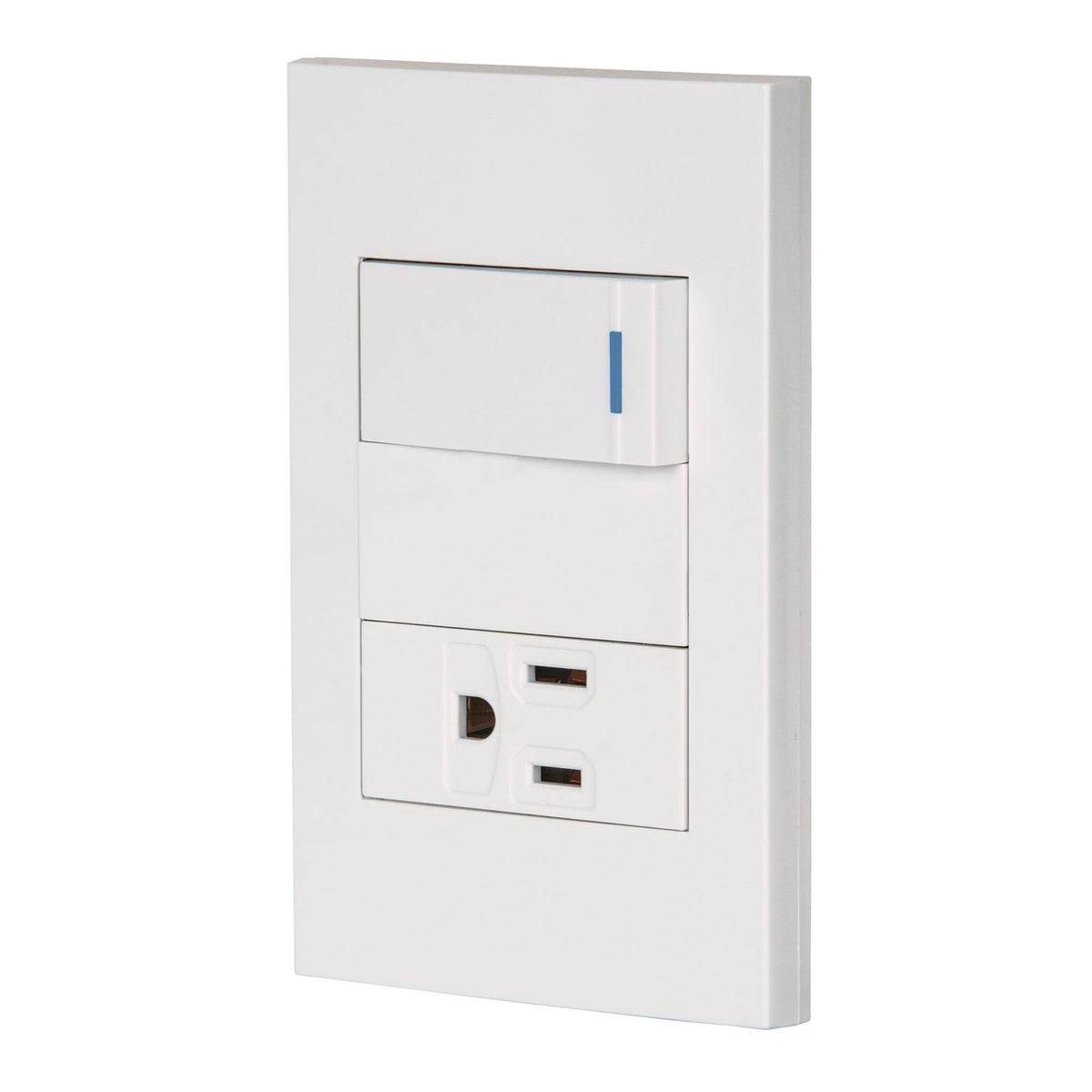 Placa armada 1 interruptor,1 contacto,1mod, Española, blanco