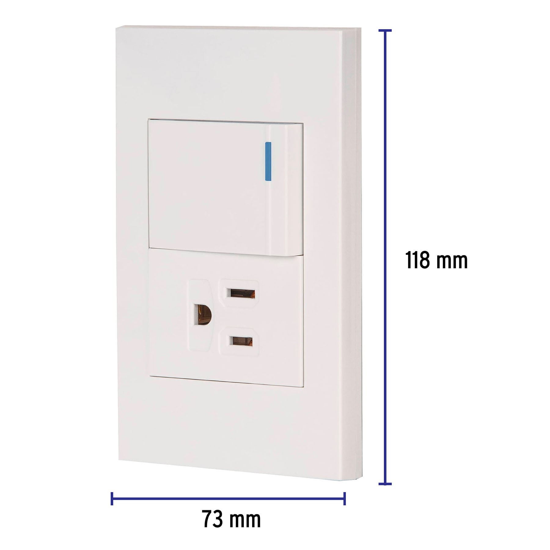 Placa armada 1 interruptor,1contacto,1.5mod,Española, blanco