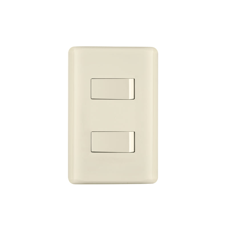 Placa armada, 2 interruptores, marfil, Volteck