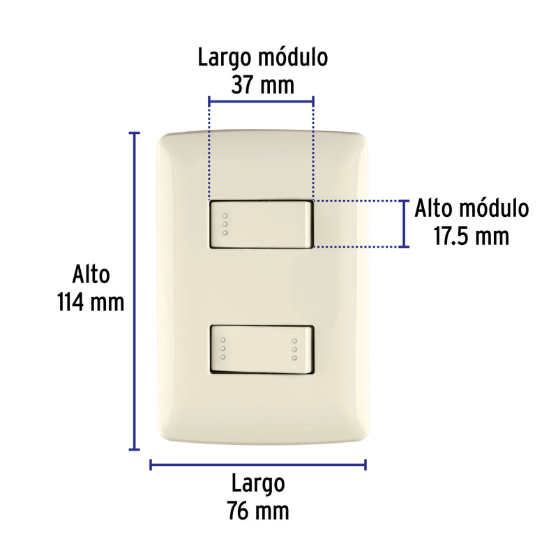 Placa armada 1 interruptor escalera, marfil, línea Italiana