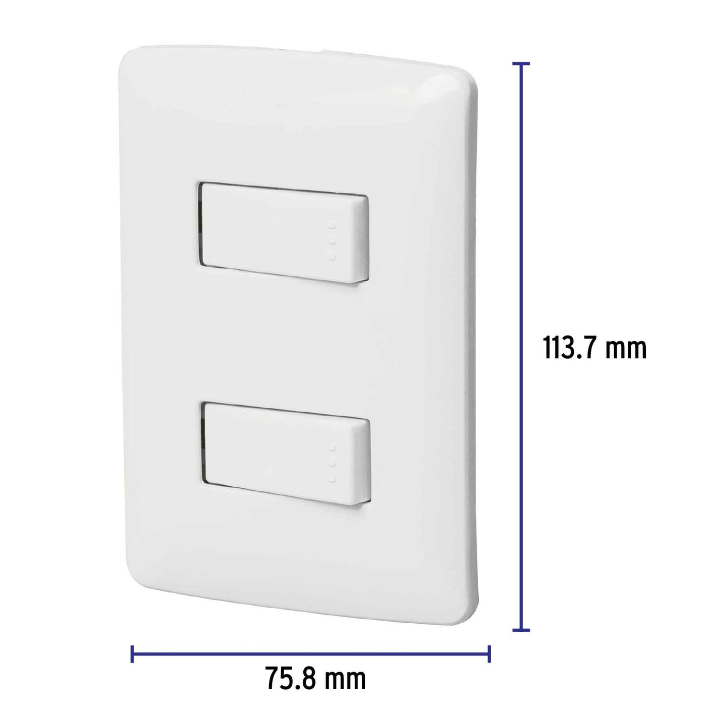 Placa armada, 2interruptores sencillos,blanco,línea Italiana