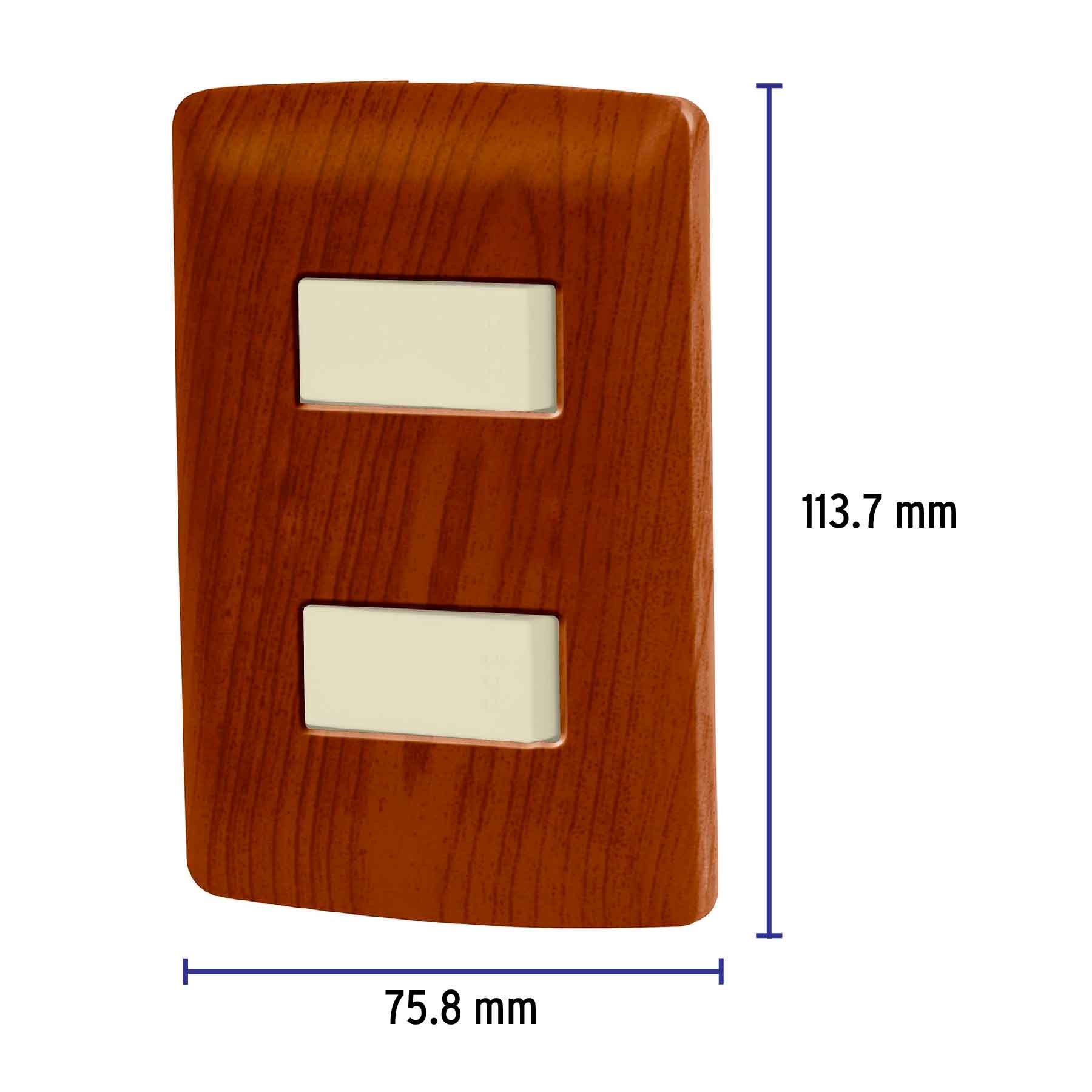 Placa armada 2 interruptores sencillos,madera,línea Italiana