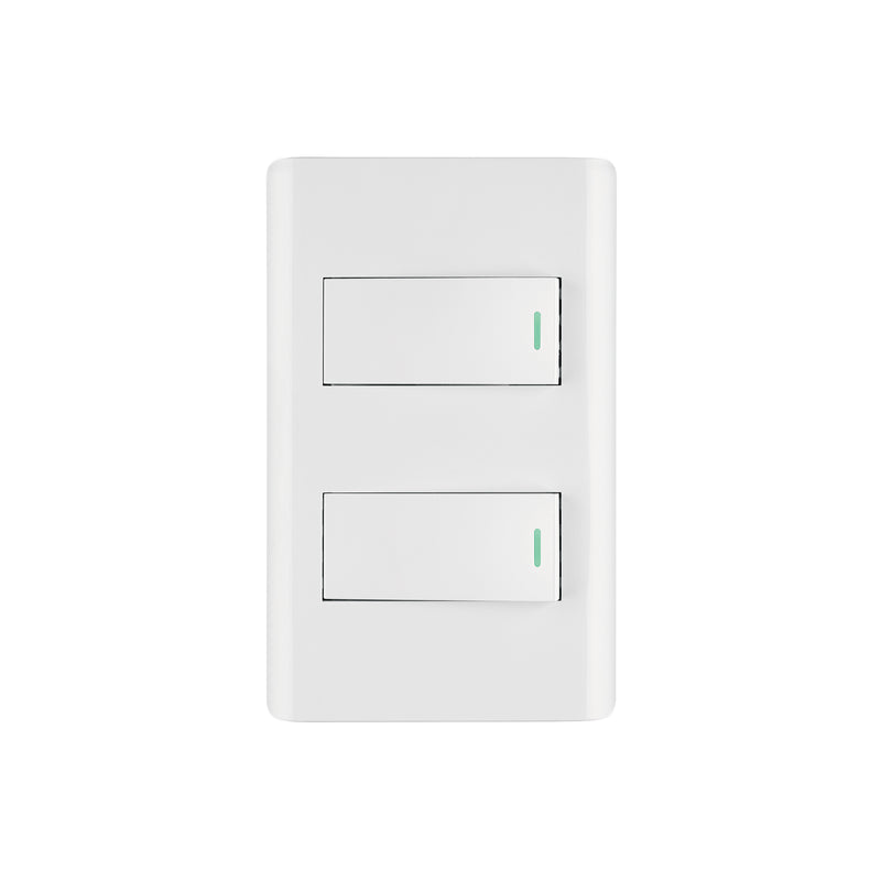 Placa armada blanca 1 interruptor y 1 de 3 vías 1 mód, Lisbo
