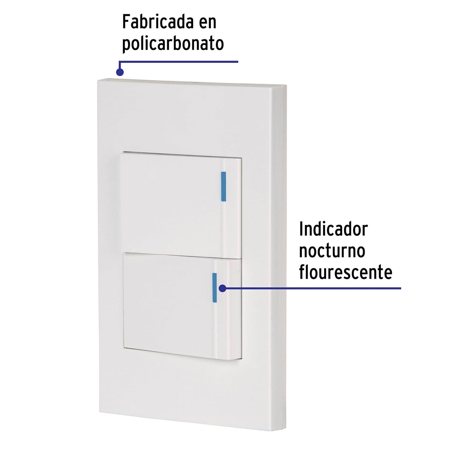 Placa armada 2interruptores 1de 3vías,1.5mod,Española blanco