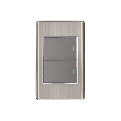 Placa armada acero inox 2 interruptores 1.5 módulos, Lisboa
