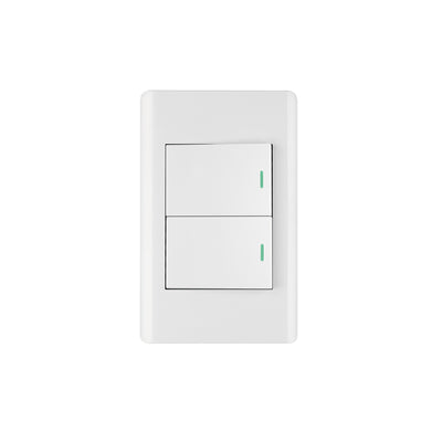 Placa armada blanca 2 interruptores 1.5 módulos, Lisboa