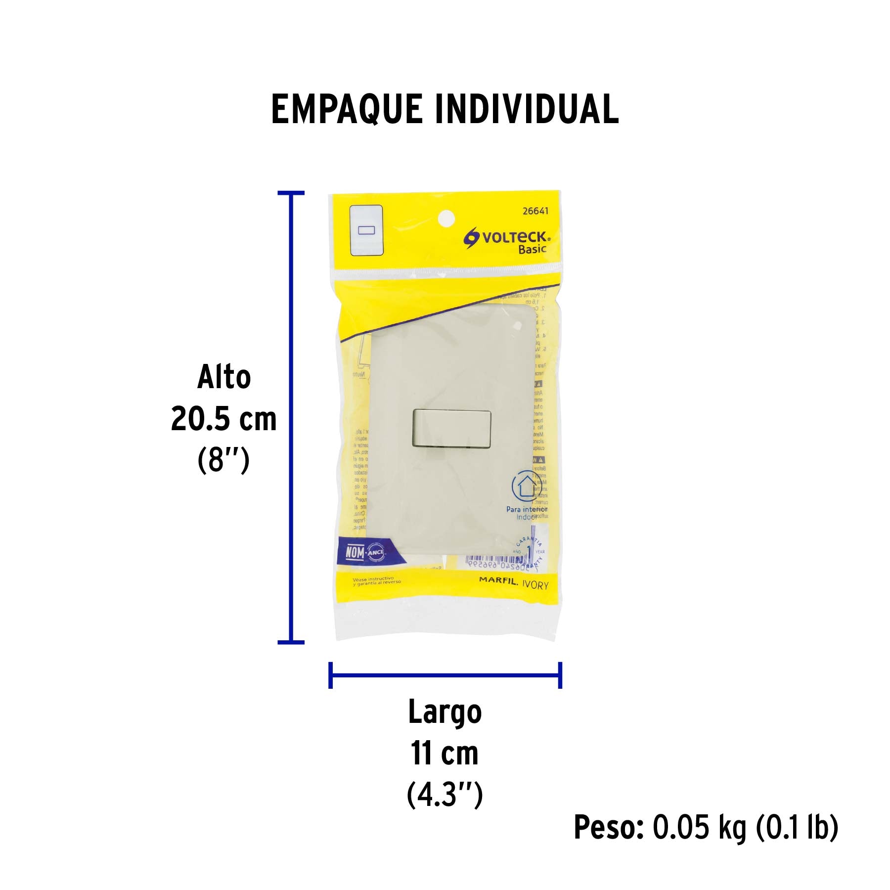 Placa armada 1 interruptor de escalera, marfil, Basic