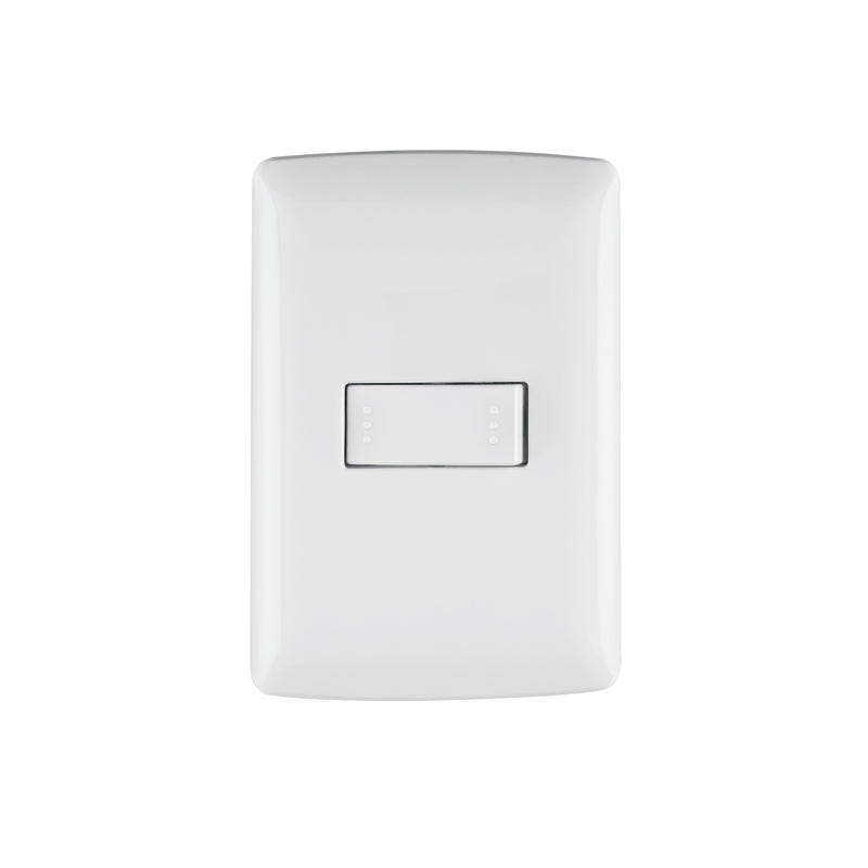 Placa armada 1 interruptor escalera, blanco, línea Italiana