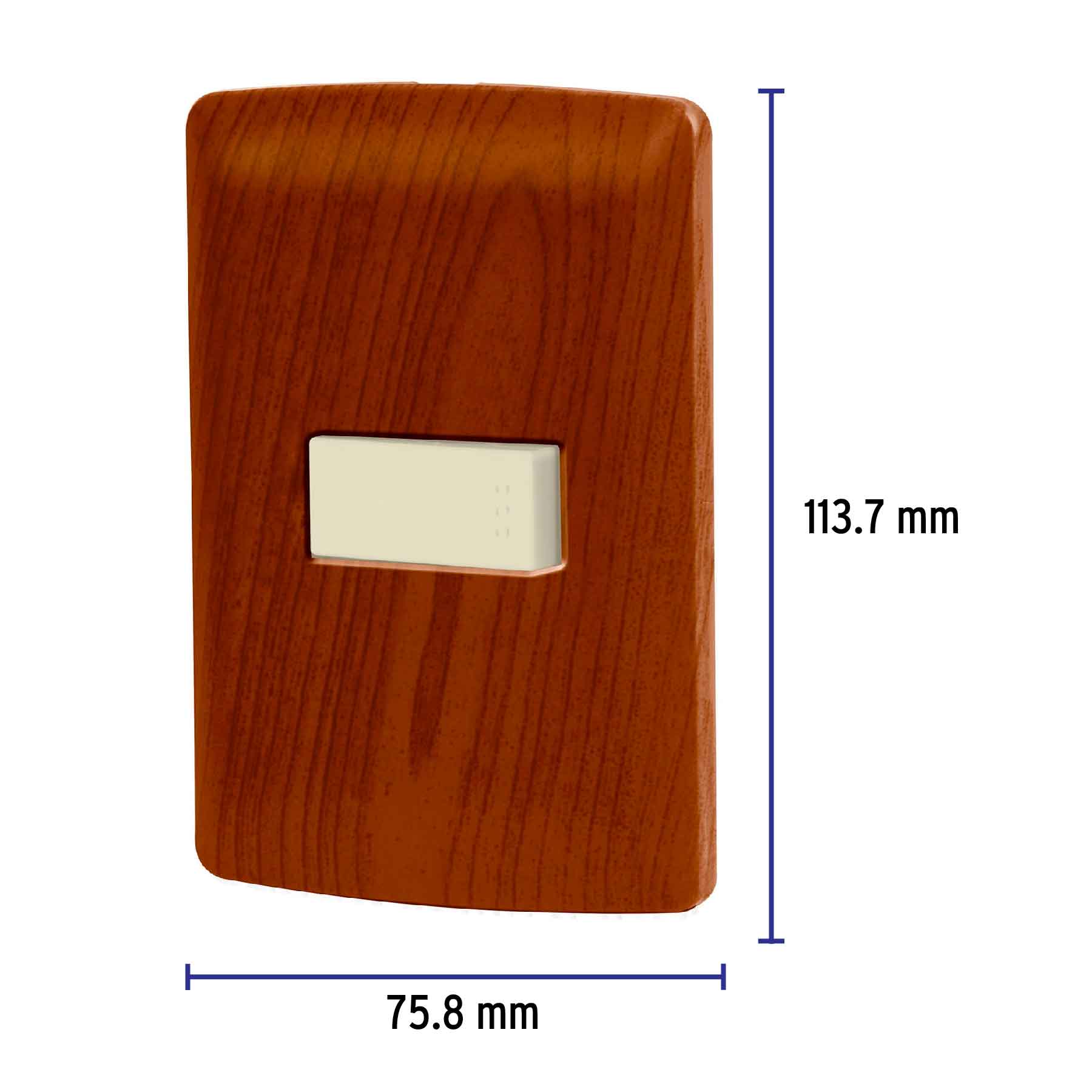 Placa armada 1 interruptor escalera, madera, línea Italiana