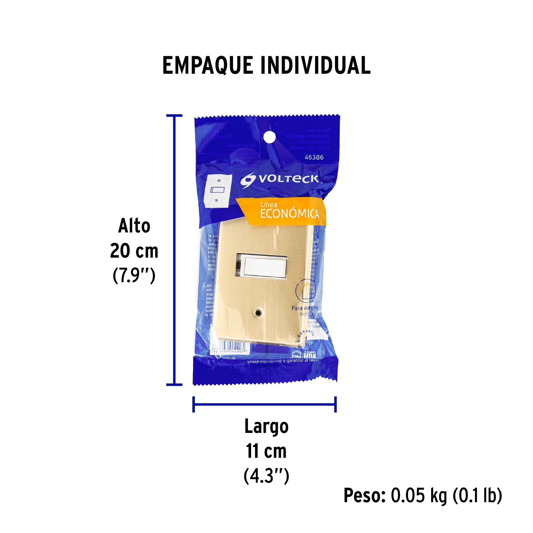Placa armada con interruptor sencillo, línea Económica