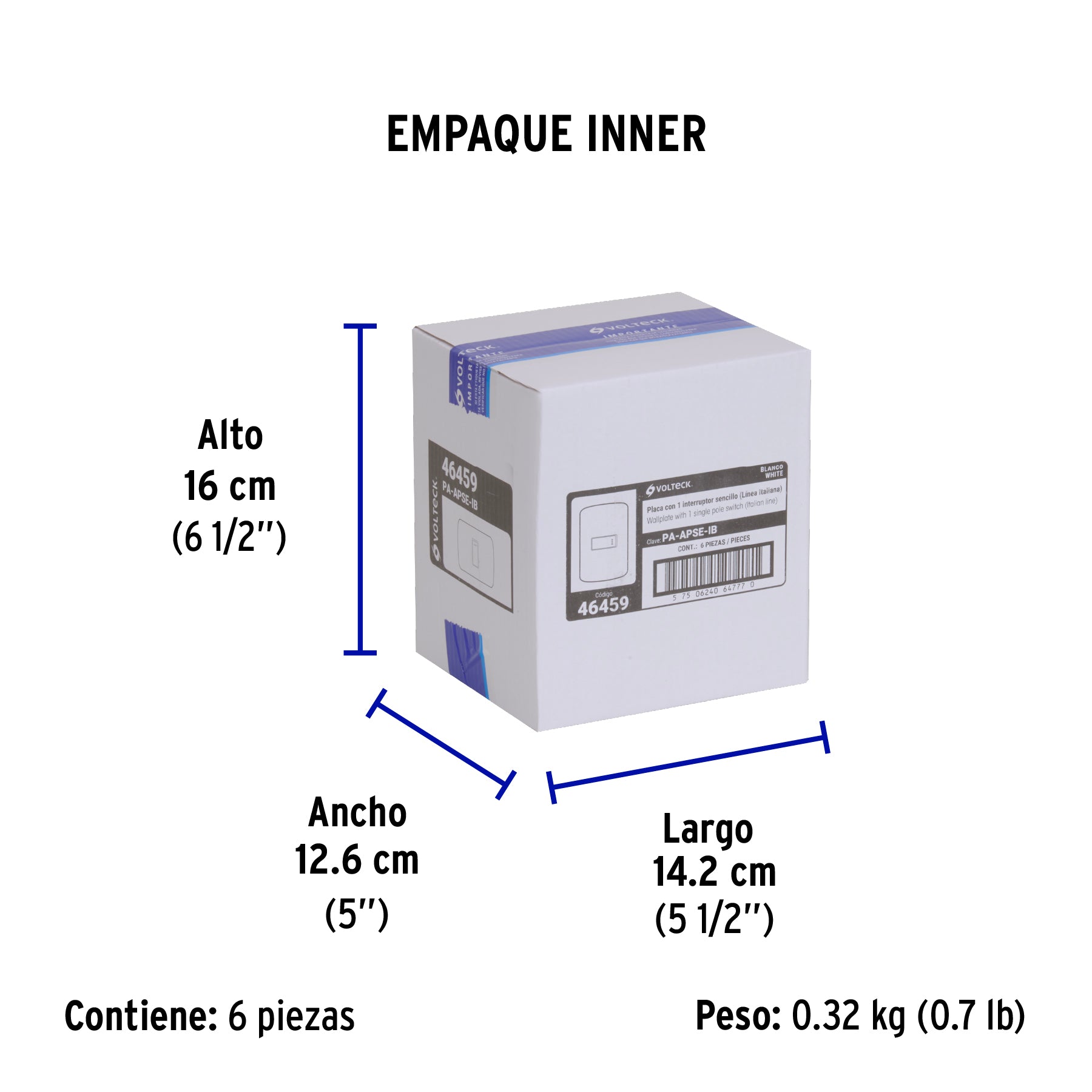 Placa armada 1 interruptor sencillo, blanco, línea Italiana