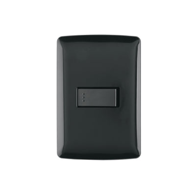 Placa armada 1 interruptor sencillo, negro, línea Italiana