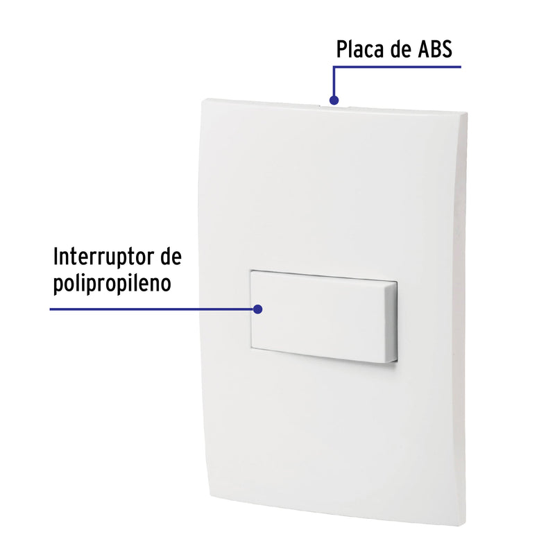 Placa armada con interruptor sencillo, línea Oslo, blanco