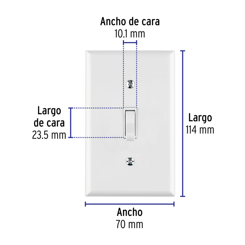 Placa armada interruptor sencillo, línea Standard, blanco