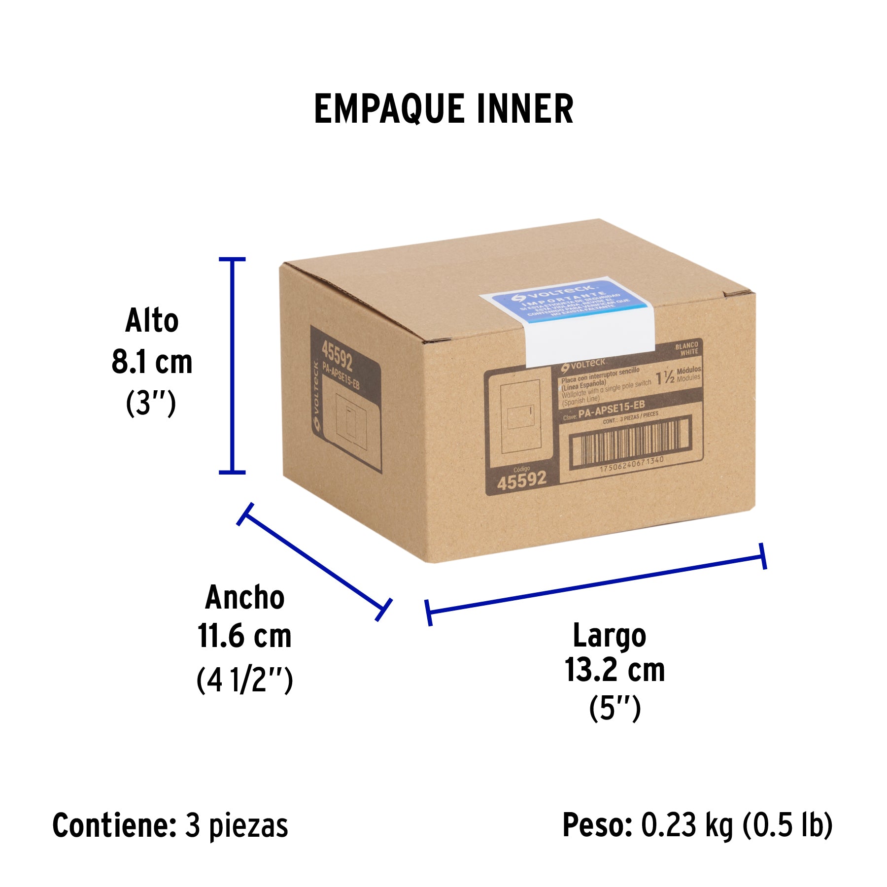 Placa armada 1 interruptor, 1.5 módulos, Española, blanco