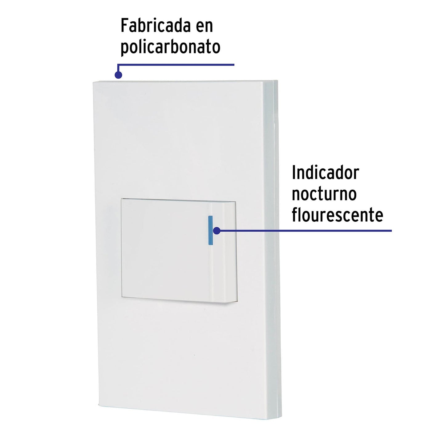 Placa armada 1 interruptor de 3vías, 1.5mód, Española,blanco