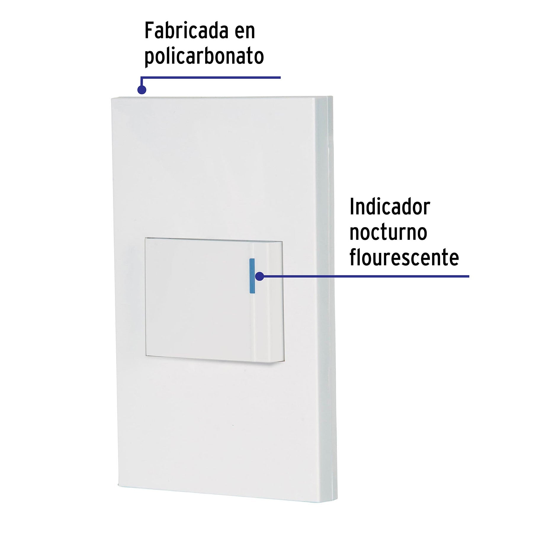 Placa armada 1 interruptor de 3vías, 1.5mód, Española,blanco