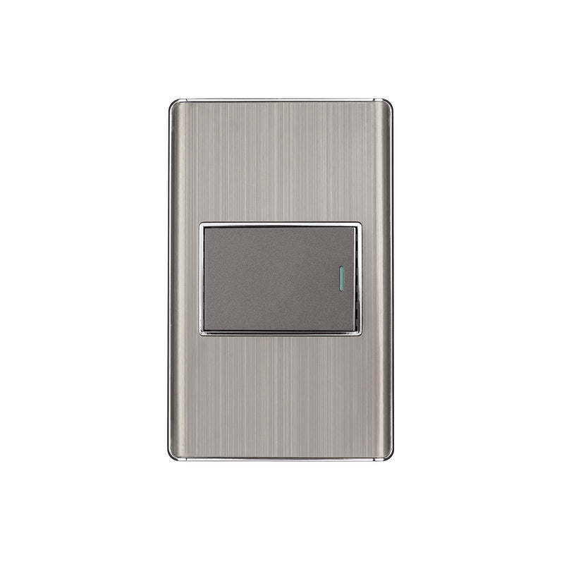 Placa armada acero inox 1 interruptor 1.5 módulos, Lisboa