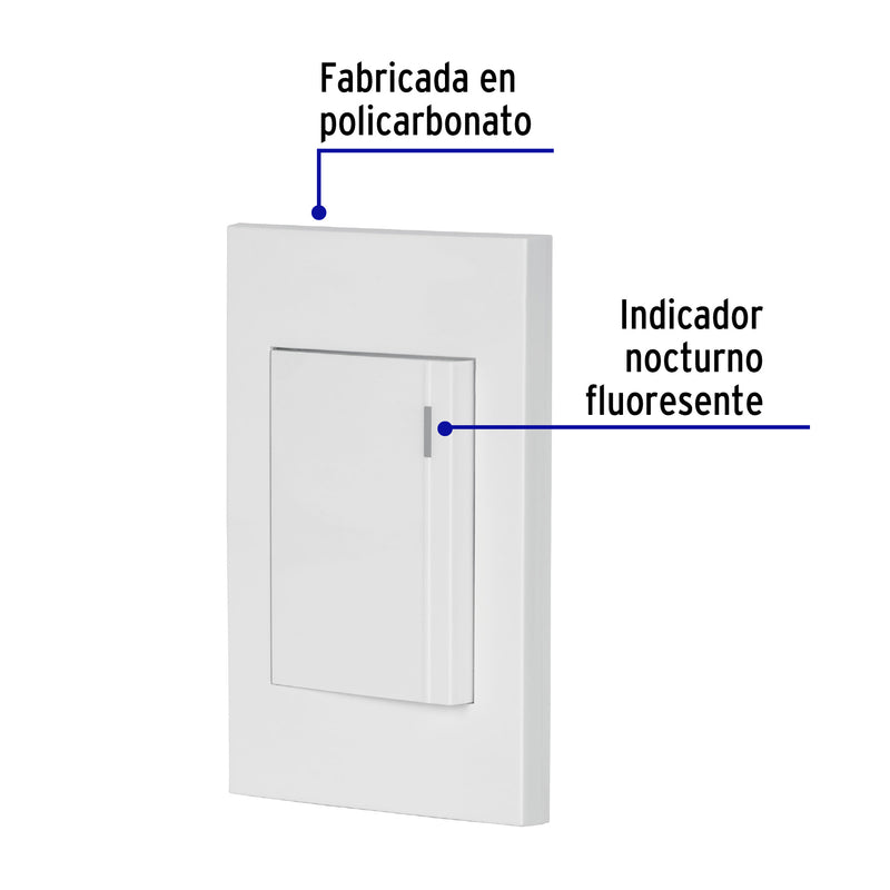Placa armada 1 interruptor, 3 módulos, Española, blanco
