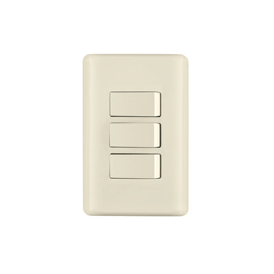 Placa armada 3 interruptores, marfil, Volteck