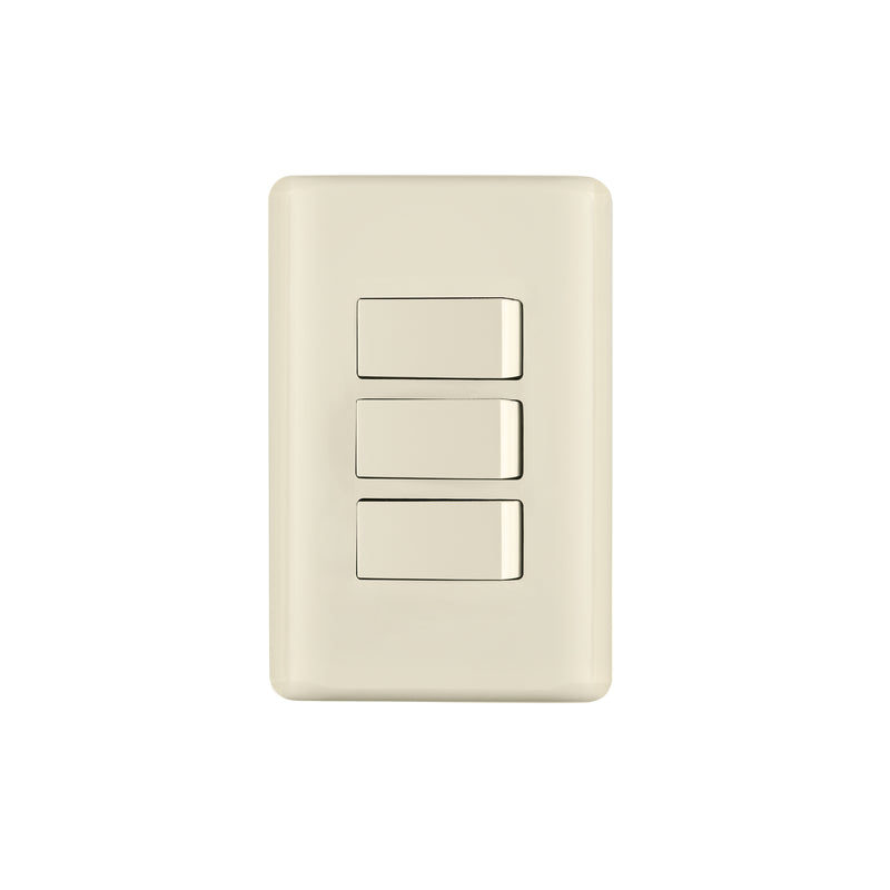Placa armada 3 interruptores, marfil, Volteck
