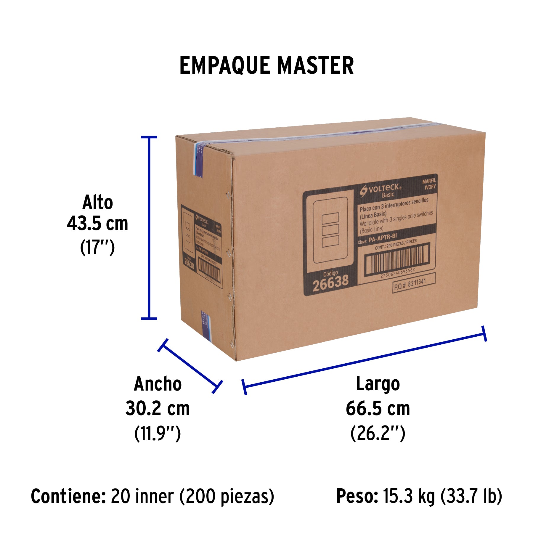 Placa armada 3 interruptores, marfil, Volteck