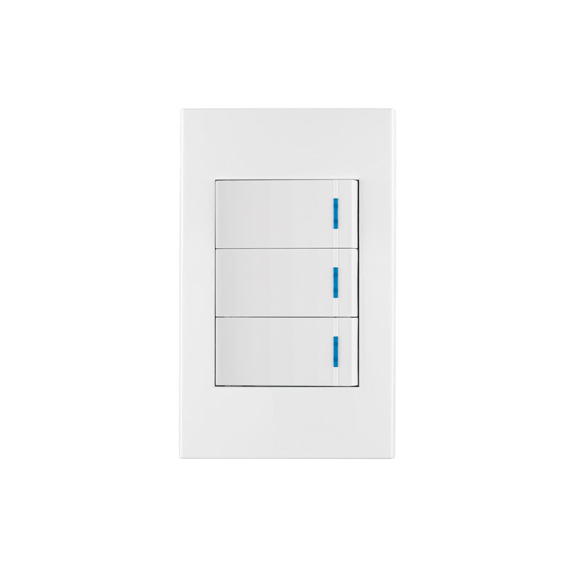 Placa armada 3 interruptores, 1 módulo, Española, blanco