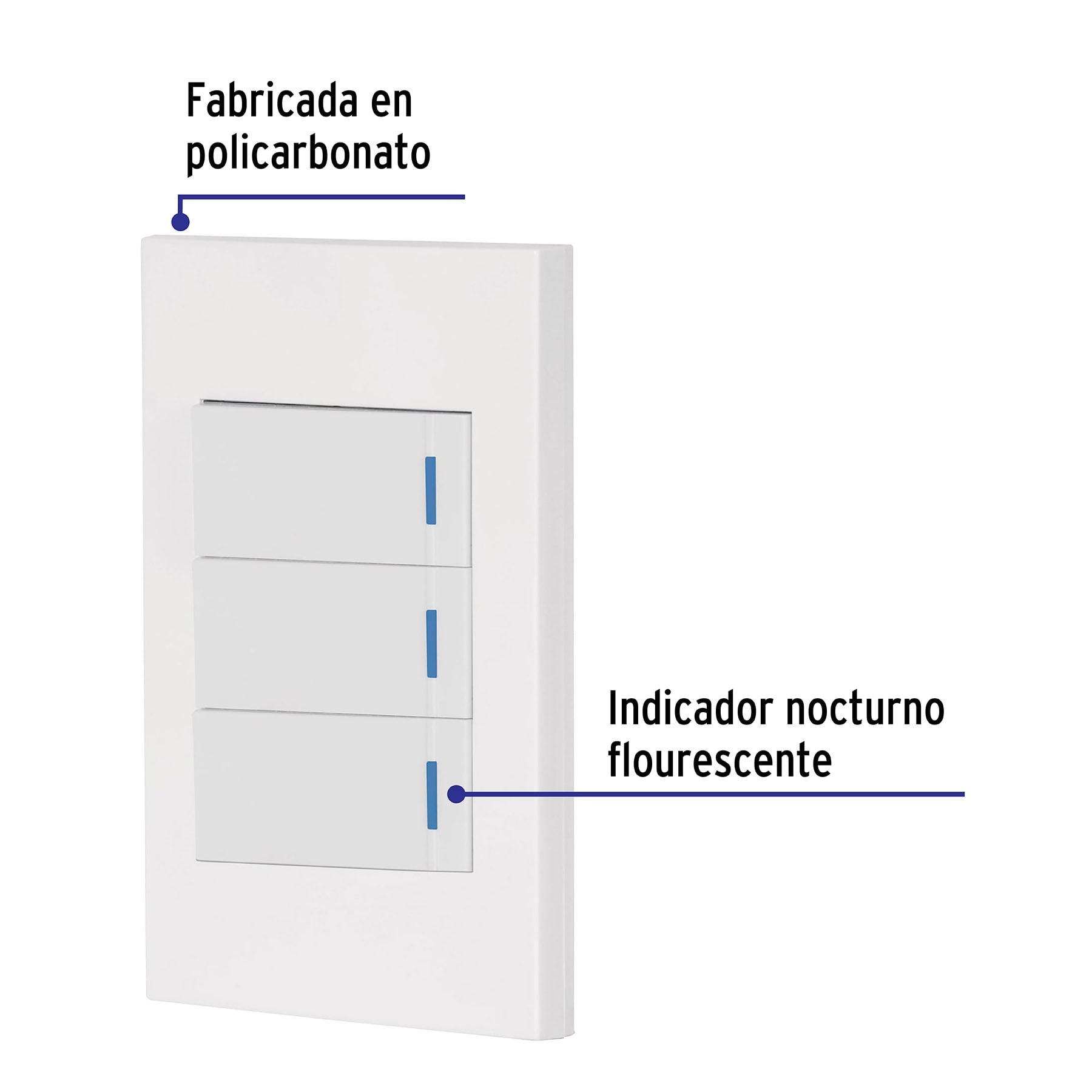 Placa armada 3 interruptores, 1 módulo, Española, blanco