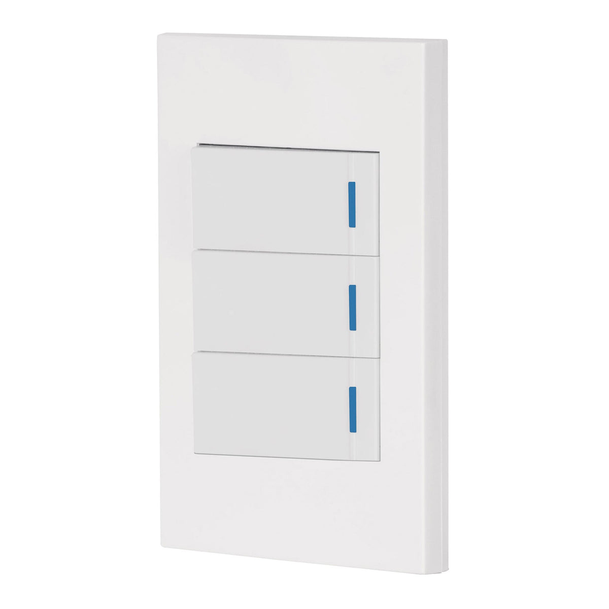 Placa armada 3 interruptores 1de 3vías,1 mod,Española,blanco