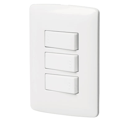 Placa armada 2 interruptores 1escalera blanco,línea Italiana