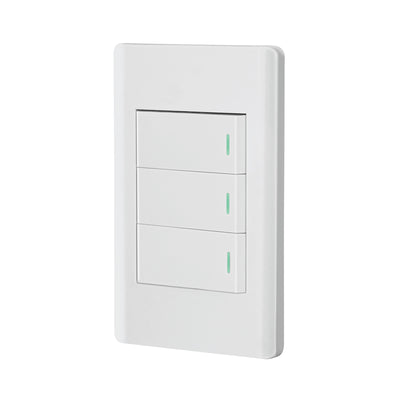 Placa armada blanca 2 interruptores 1 de 3 vías 1 mód, Lisbo