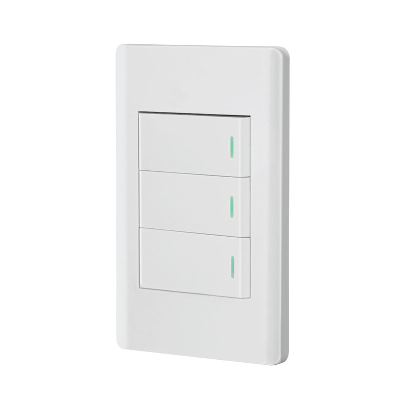 Placa armada blanca 2 interruptores 1 de 3 vías 1 mód, Lisbo
