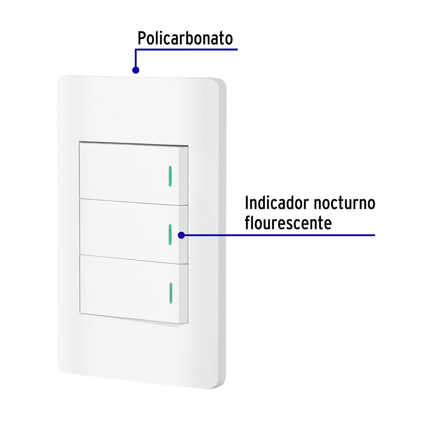 Placa armada blanca 2 interruptores 1 de 3 vías 1 mód, Lisbo