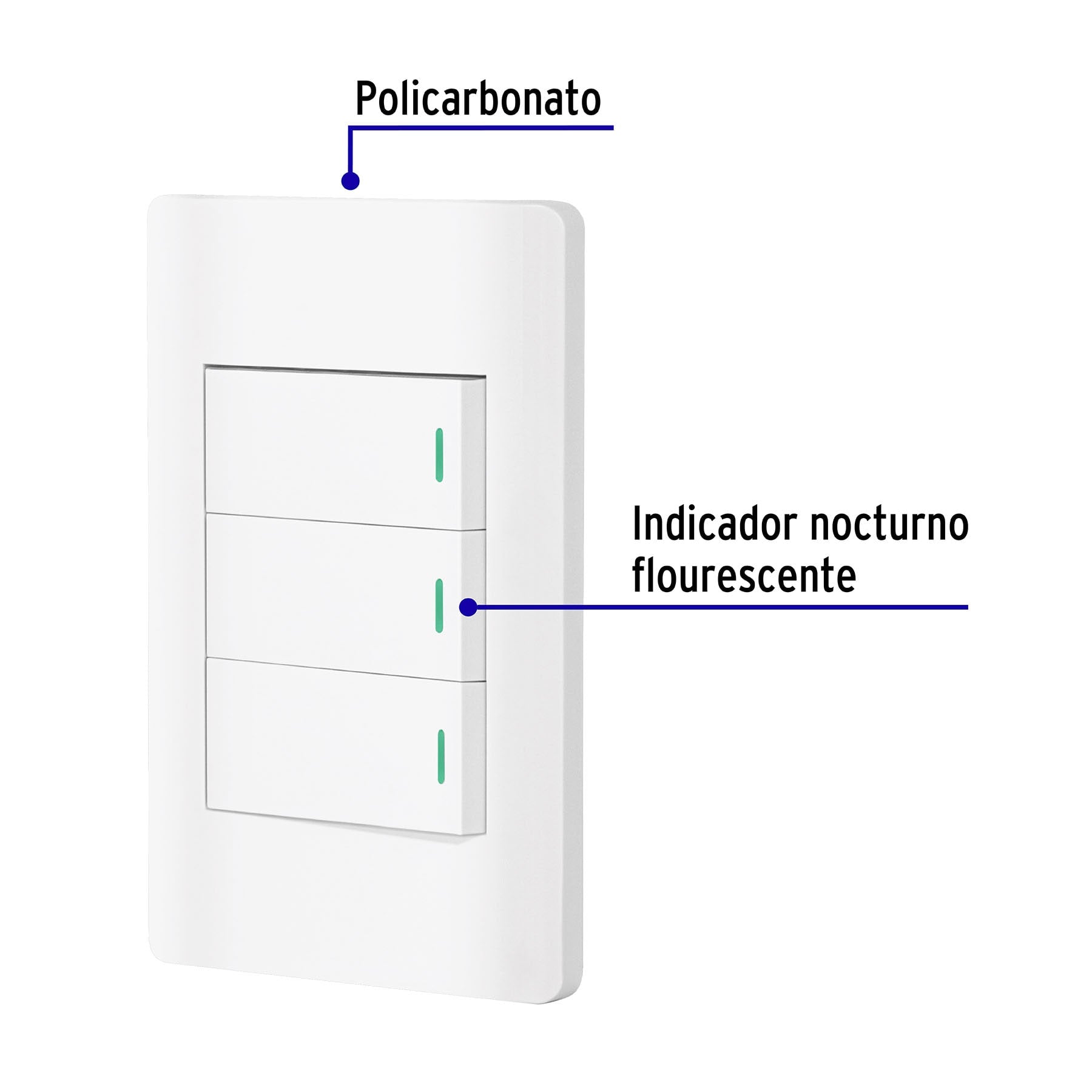 Placa armada blanca 2 interruptores 1 de 3 vías 1 mód, Lisbo