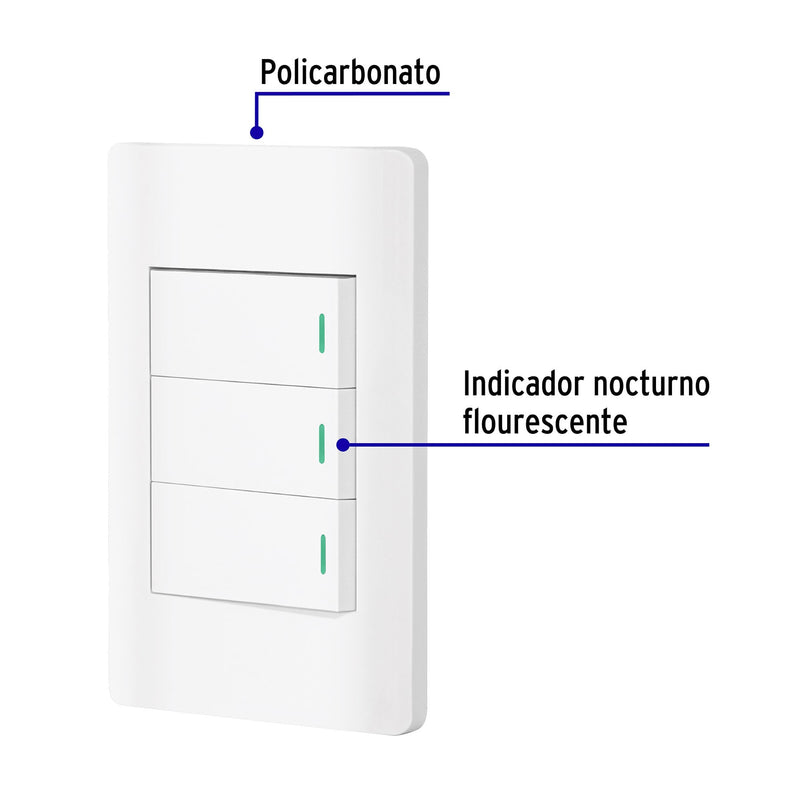 Placa armada blanca 2 interruptores 1 de 3 vías 1 mód, Lisbo