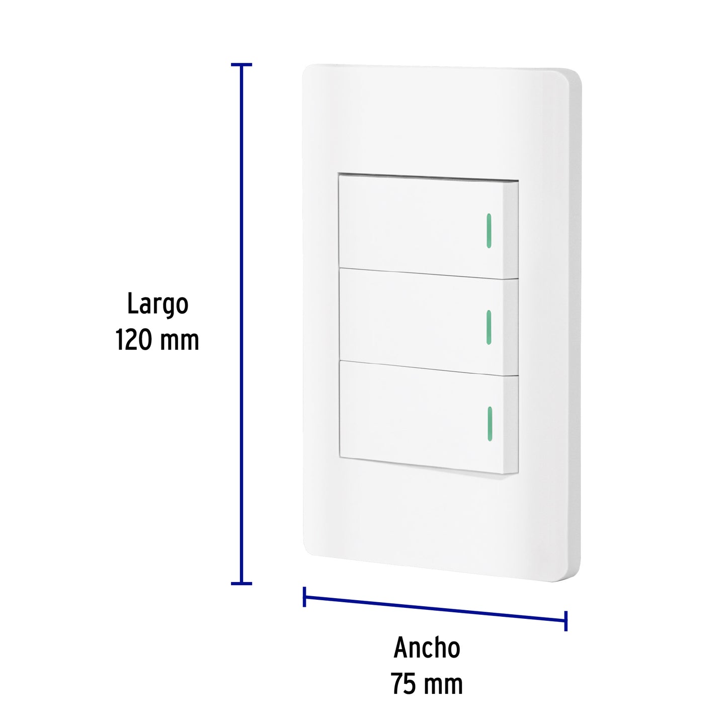 Placa armada blanca 2 interruptores 1 de 3 vías 1 mód, Lisbo