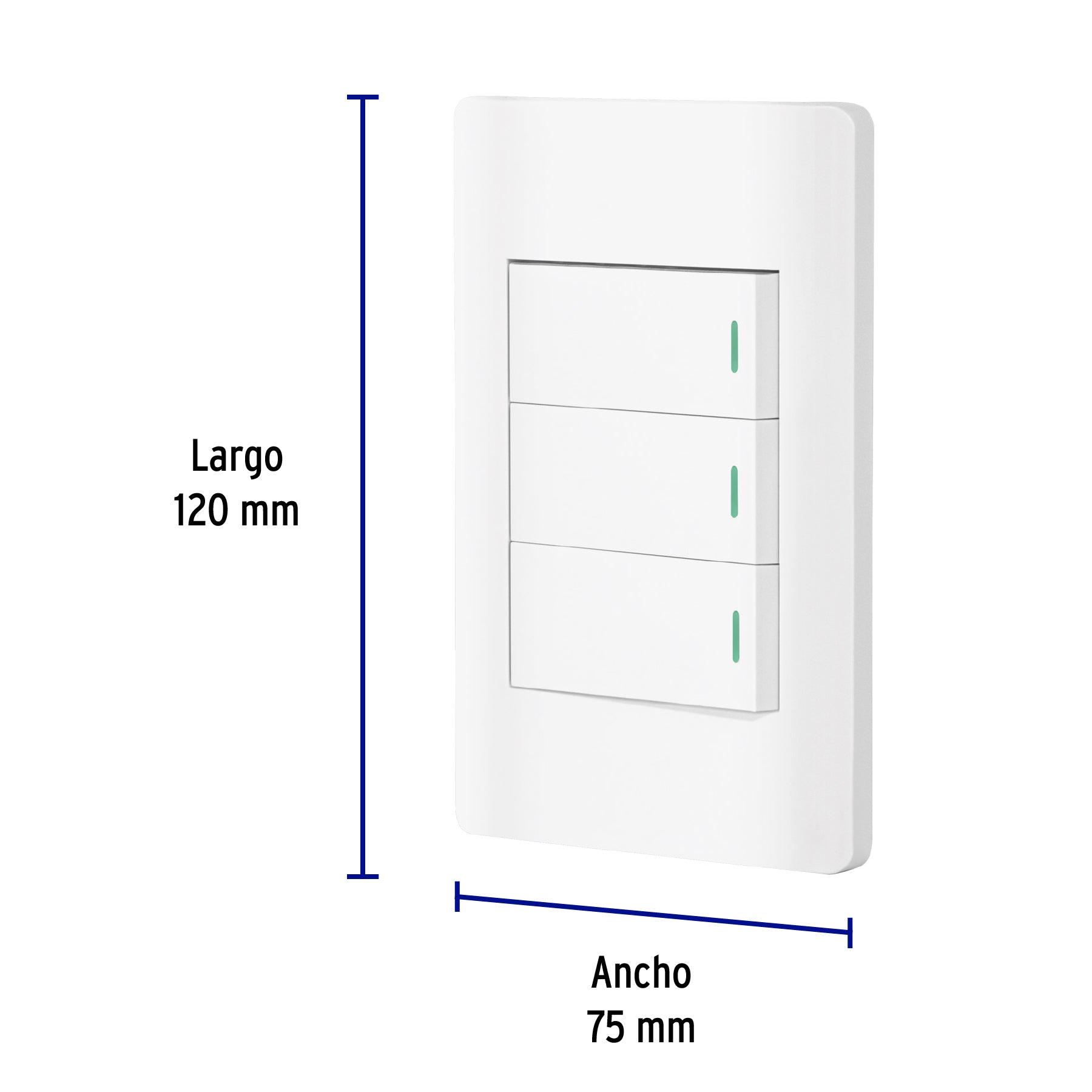 Placa armada blanca 2 interruptores 1 de 3 vías 1 mód, Lisbo