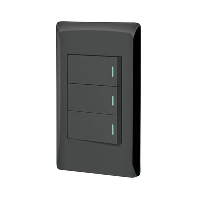 Placa armada negra 2 interruptores 1 de 3 vías 1 mód,Lisboa