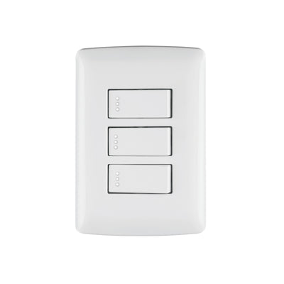 Placa armada 3 interruptores sencillos,blanco,línea Italiana